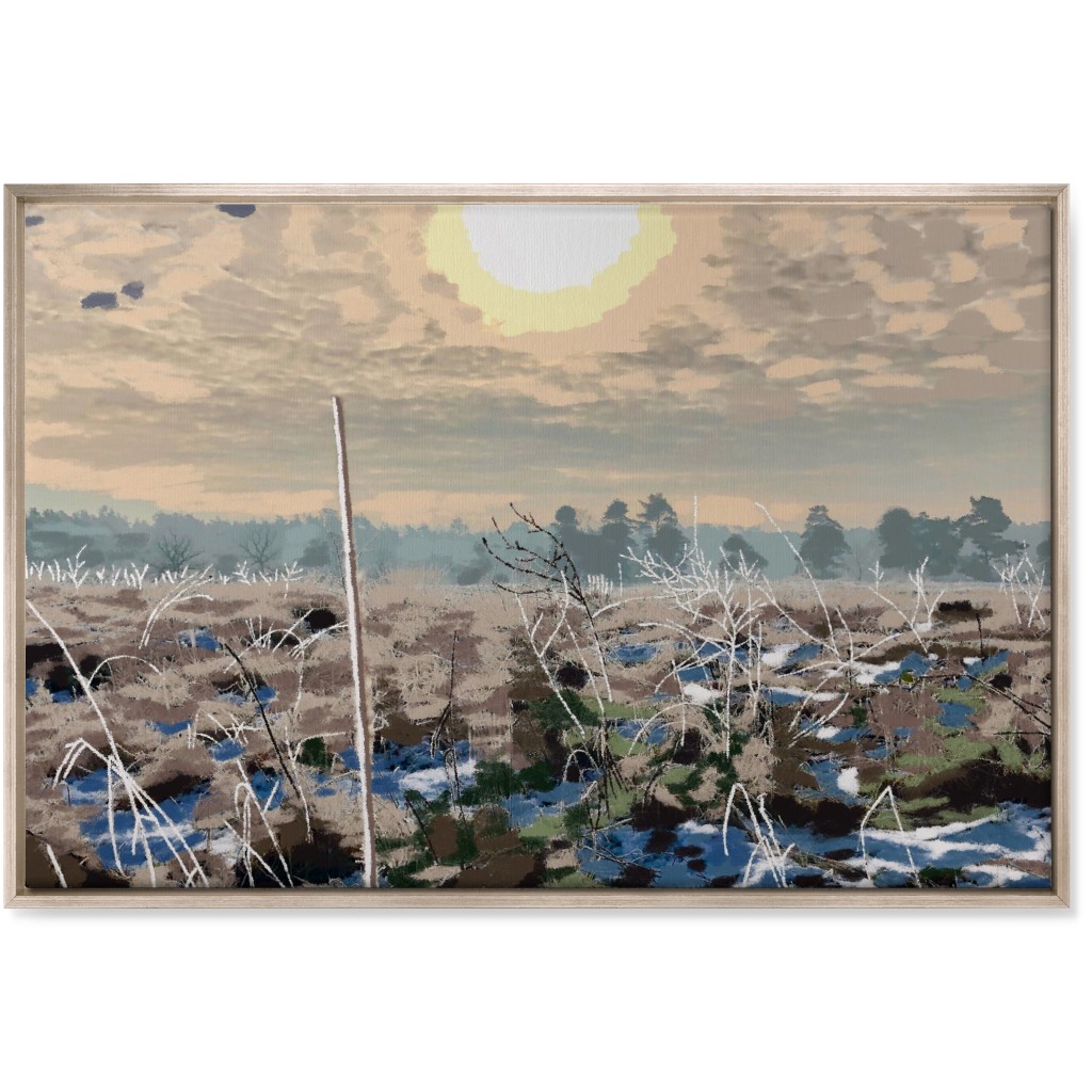 Winter Sun Over the Marsh Wall Art, Metallic, Single piece, Canvas, 24x36, Blue