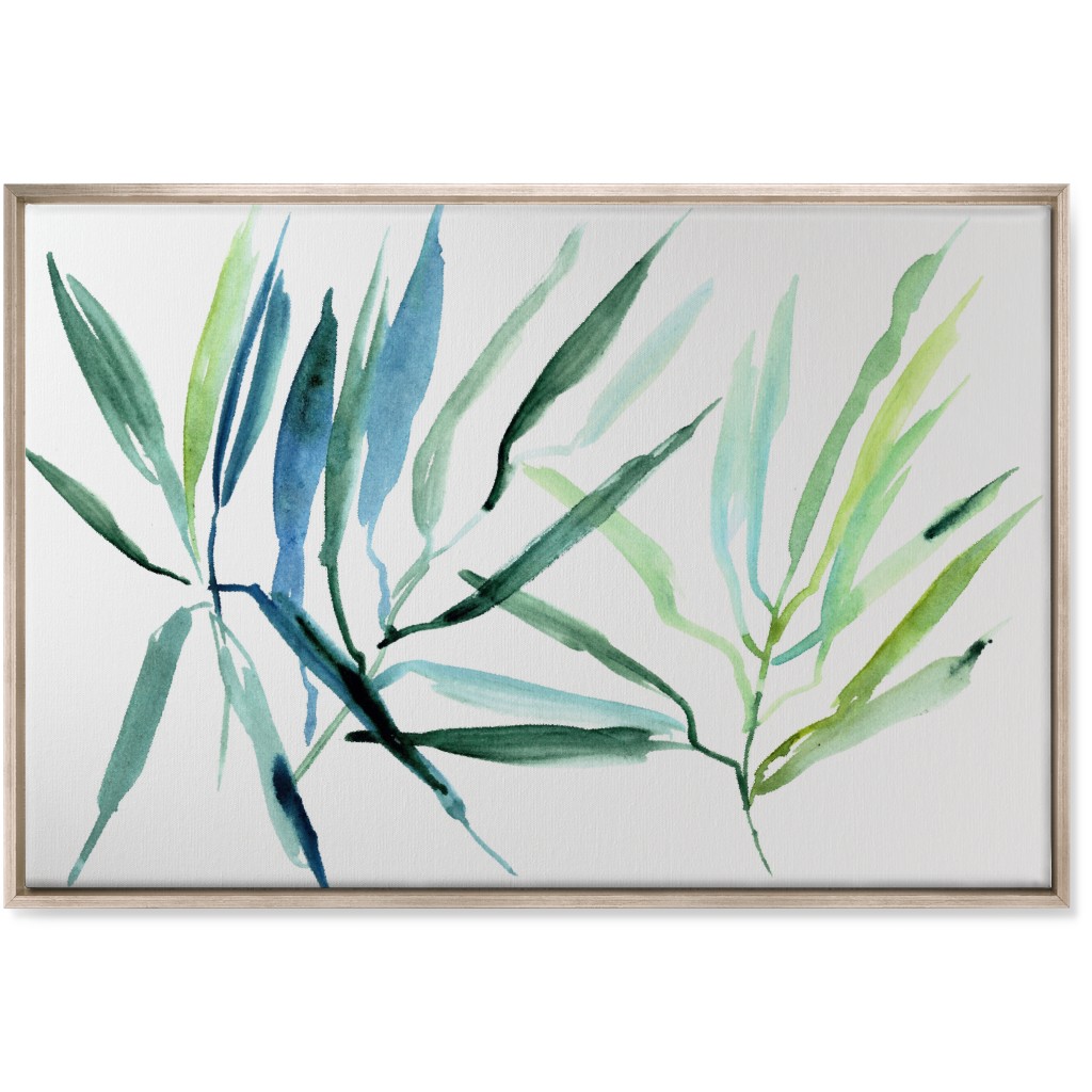 Watercolor Tropical Botanicals Wall Art, Metallic, Single piece, Canvas, 24x36, Green, Hemlock