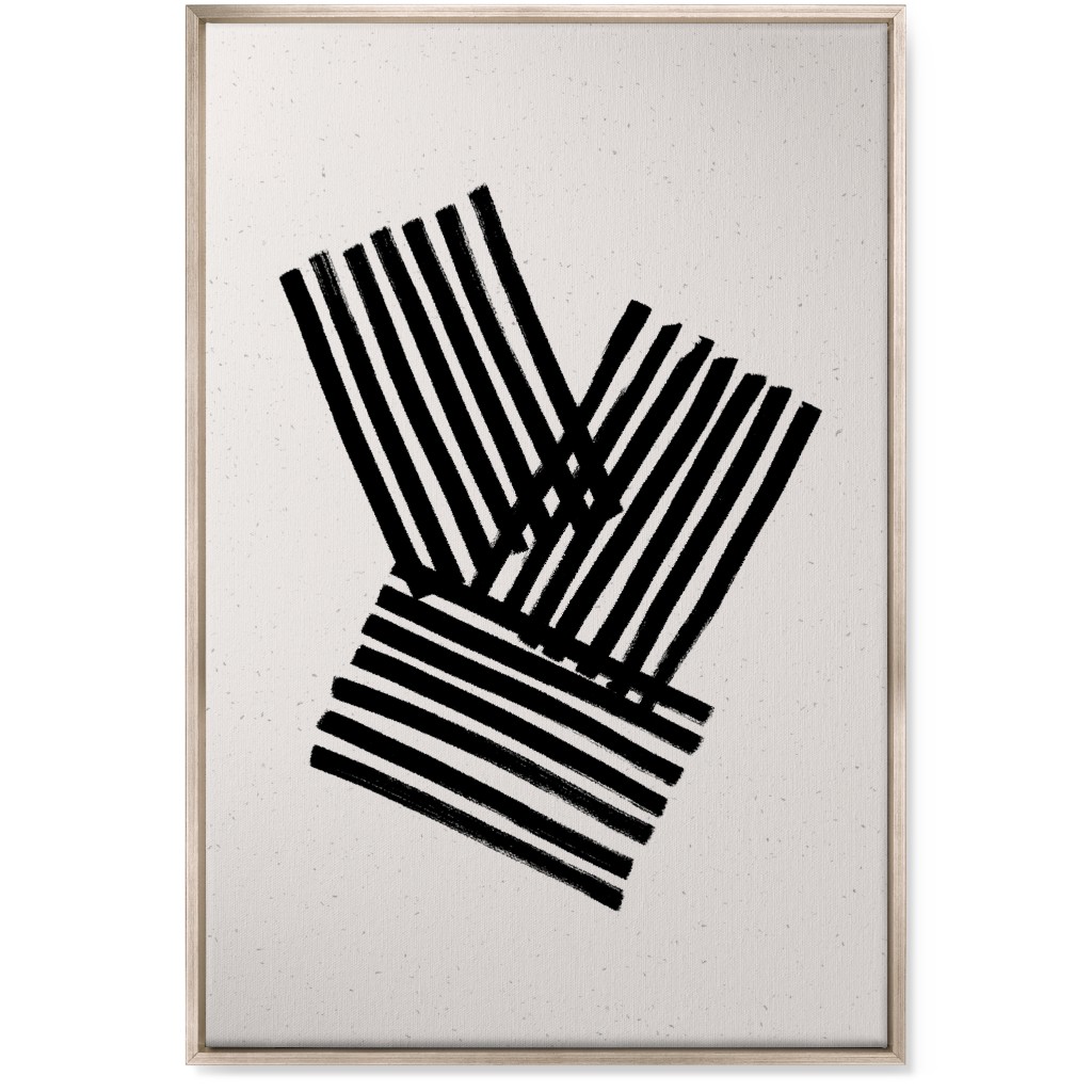 Kimono Stripes - Neutral Wall Art, Metallic, Single piece, Canvas, 24x36, Beige, Pearl