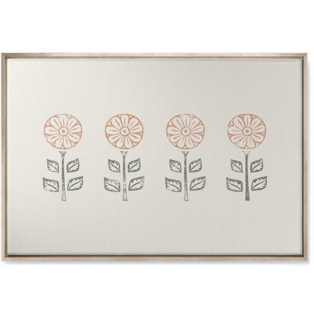 Floral Block Print Ii Wall Art, Metallic, Single piece, Canvas, 24x36, Pink, Alpaca