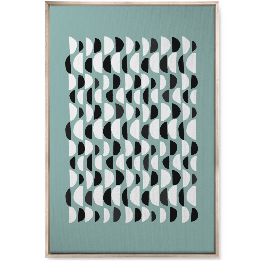 Abstract Scandi Half Moons - Green Wall Art, Metallic, Single piece, Canvas, 24x36, Green