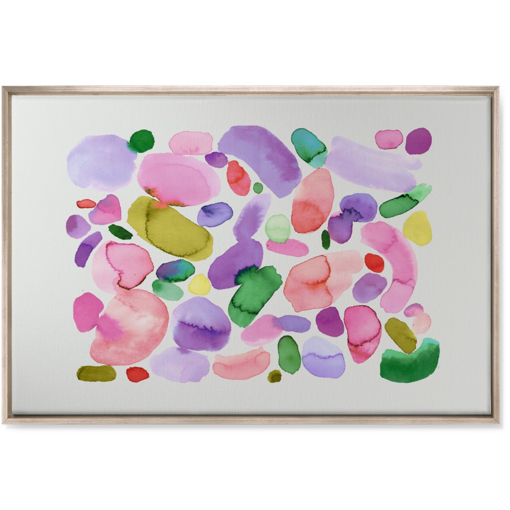 Summer Joy Watercolor Abstract - Pink Wall Art, Metallic, Single piece, Canvas, 24x36, Multicolor