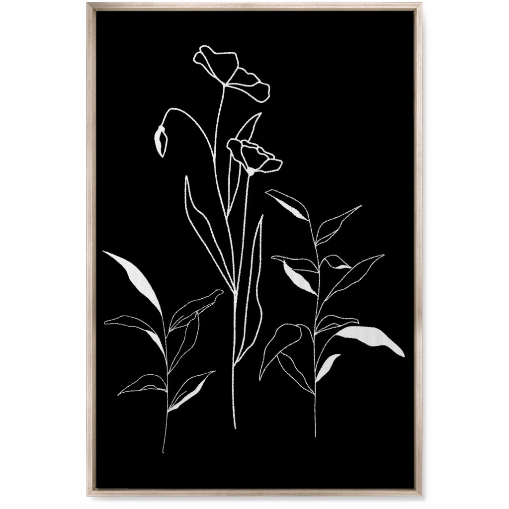 Meadow Botanical - Black and White Wall Art, Metallic, Single piece, Canvas, 24x36, Black