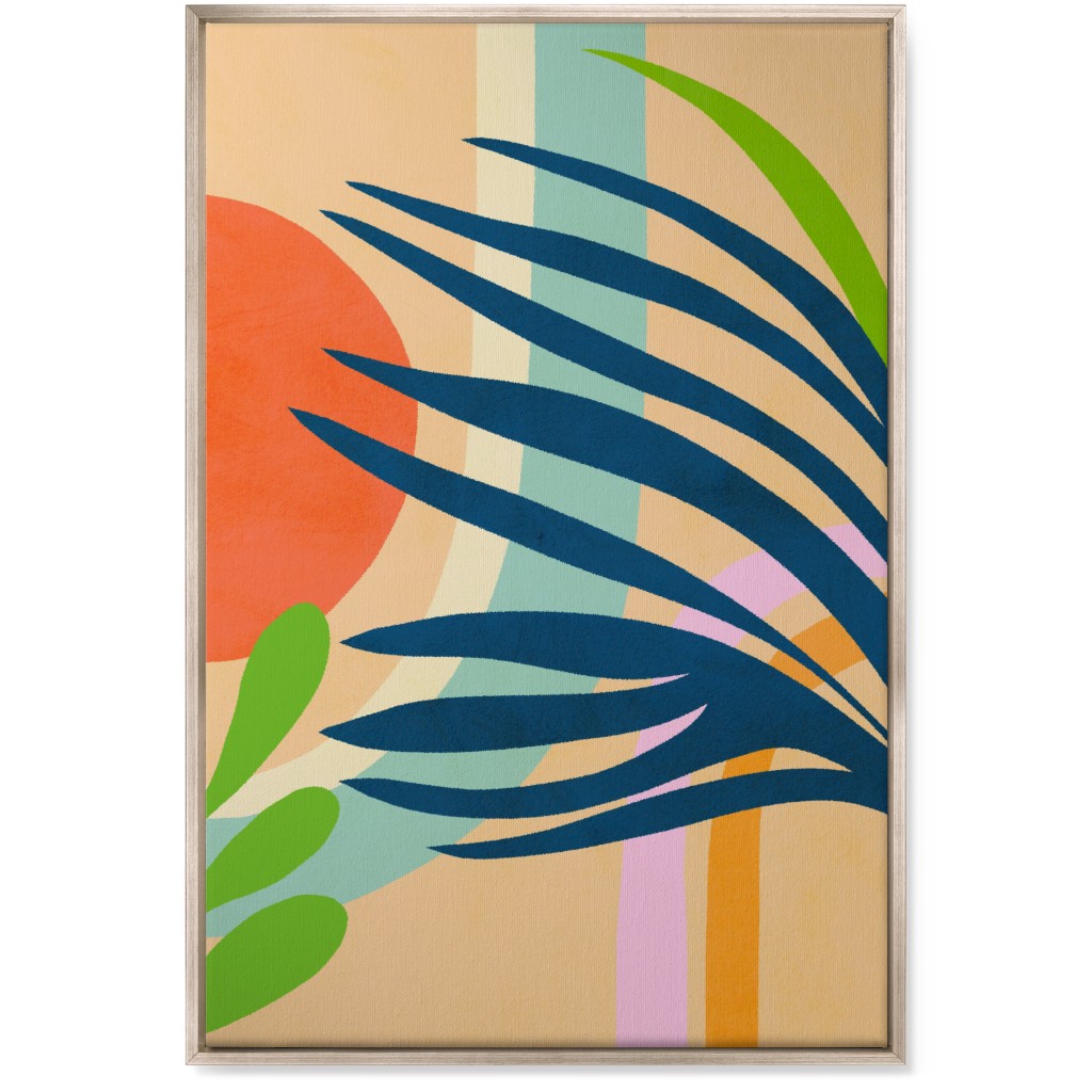 Palm, Sun and Rainbow Tropical Botanicals - Multi Wall Art, Metallic, Single piece, Canvas, 24x36, Multicolor