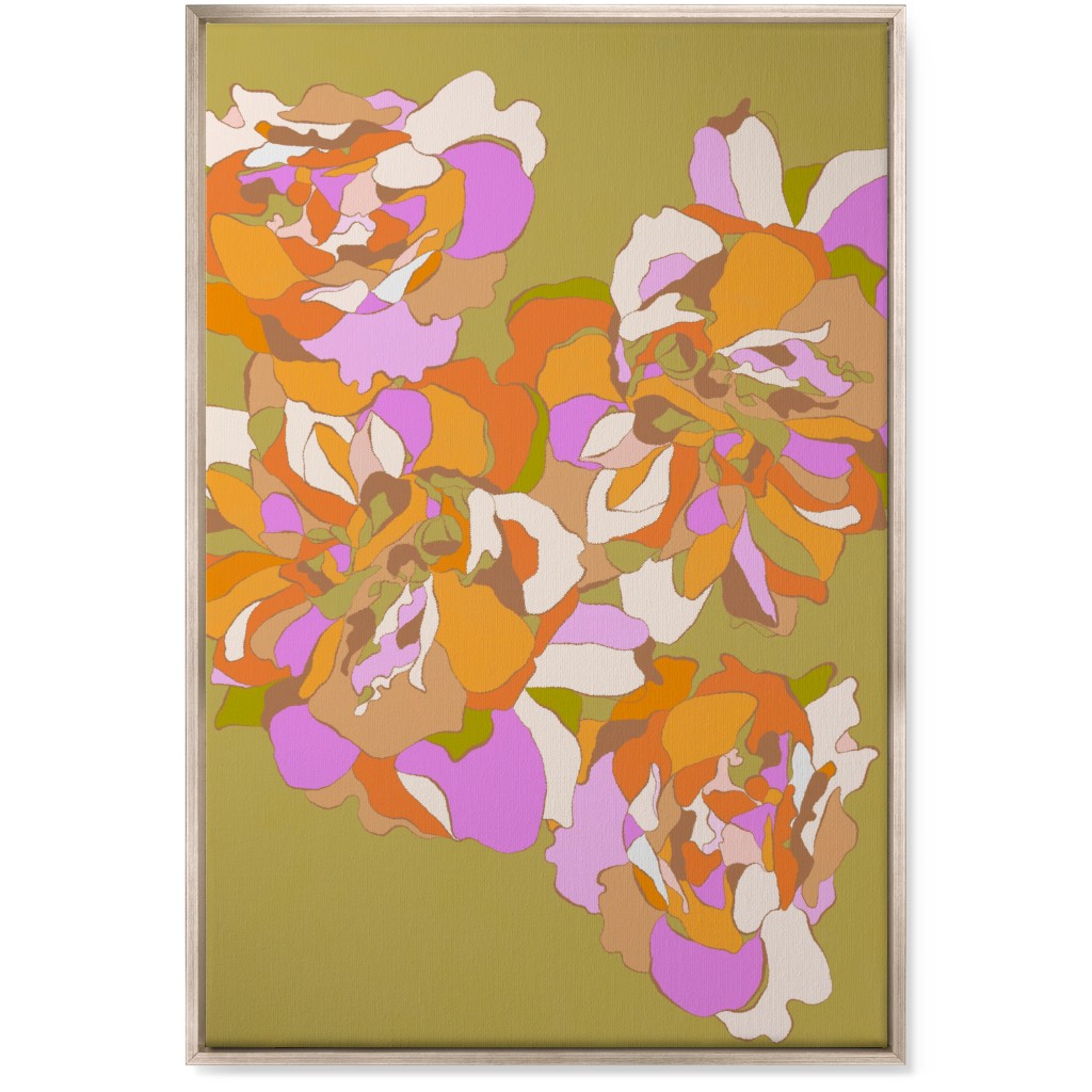 Maxi Boho Peonies Wall Art, Metallic, Single piece, Canvas, 24x36, Orange