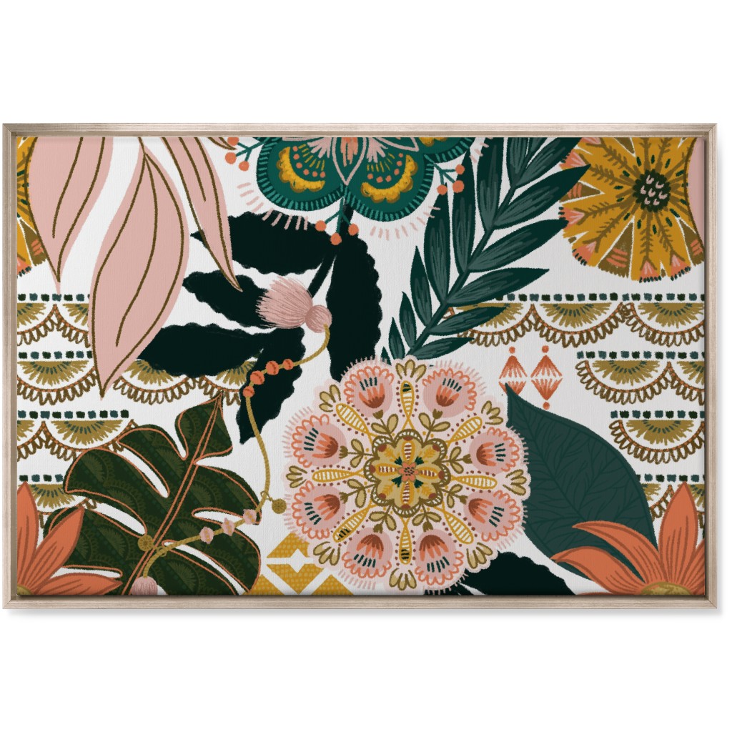 Boho Tropical Wall Art, Metallic, Single piece, Canvas, 24x36, Multicolor