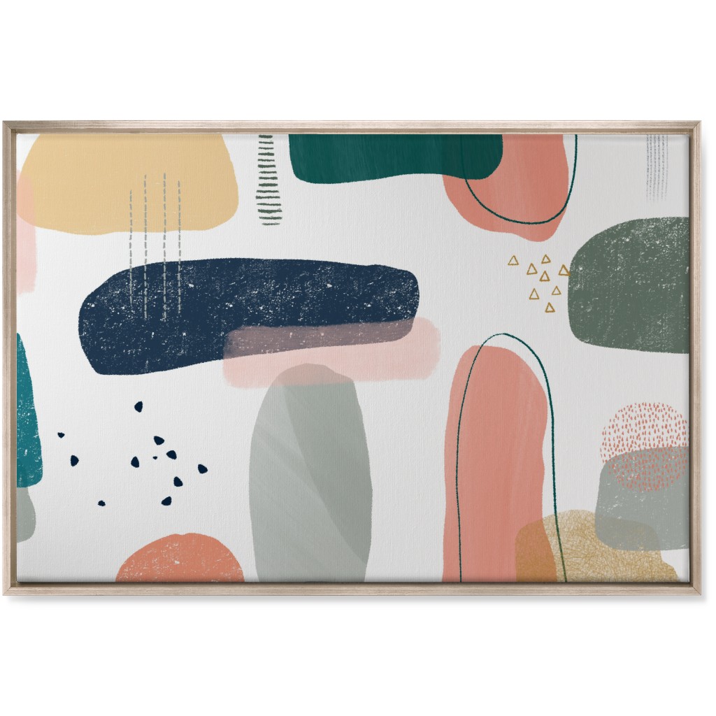 Abstract Minima - Multi on White Wall Art, Metallic, Single piece, Canvas, 24x36, Multicolor