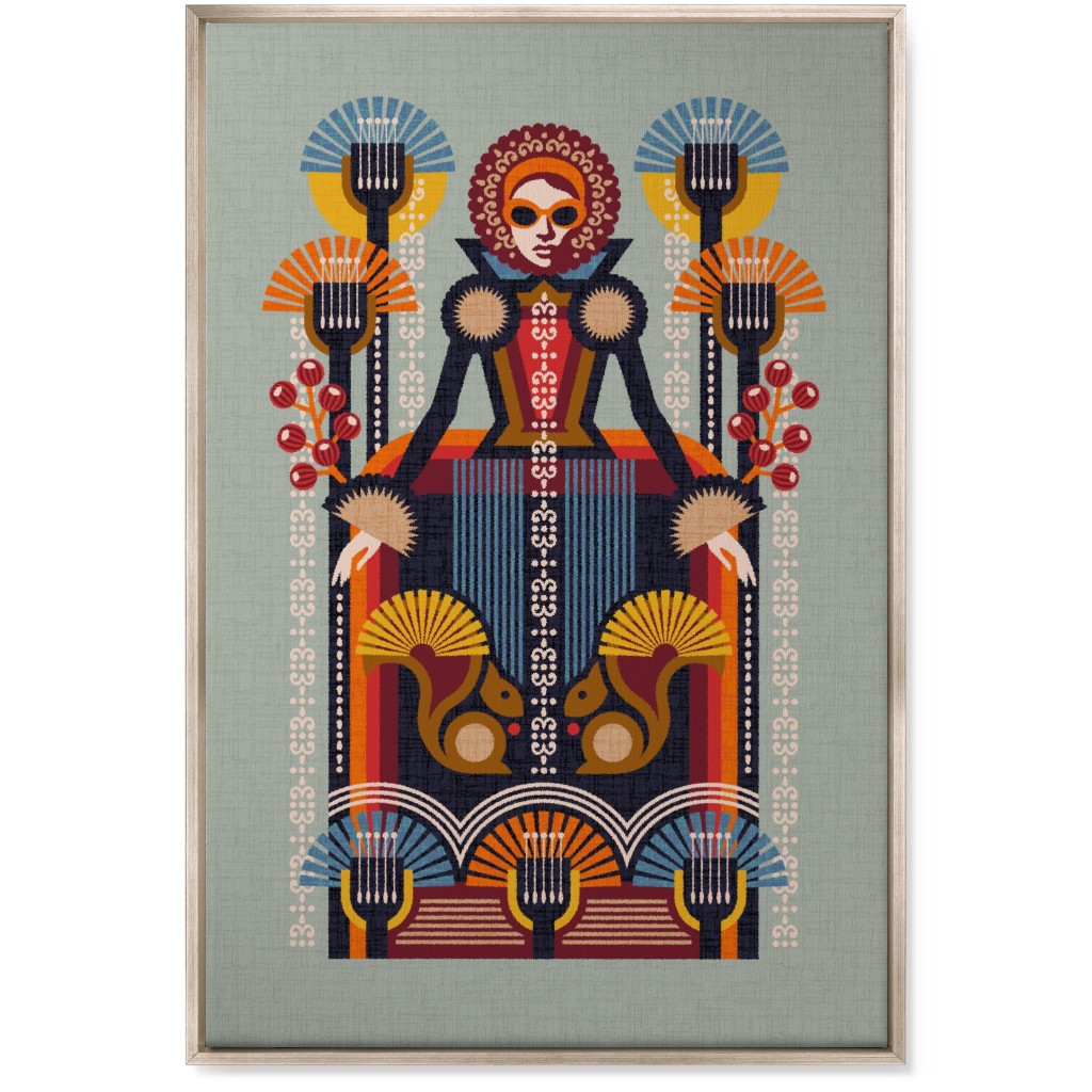 Folk Art Lady - Multi Wall Art, Metallic, Single piece, Canvas, 24x36, Multicolor