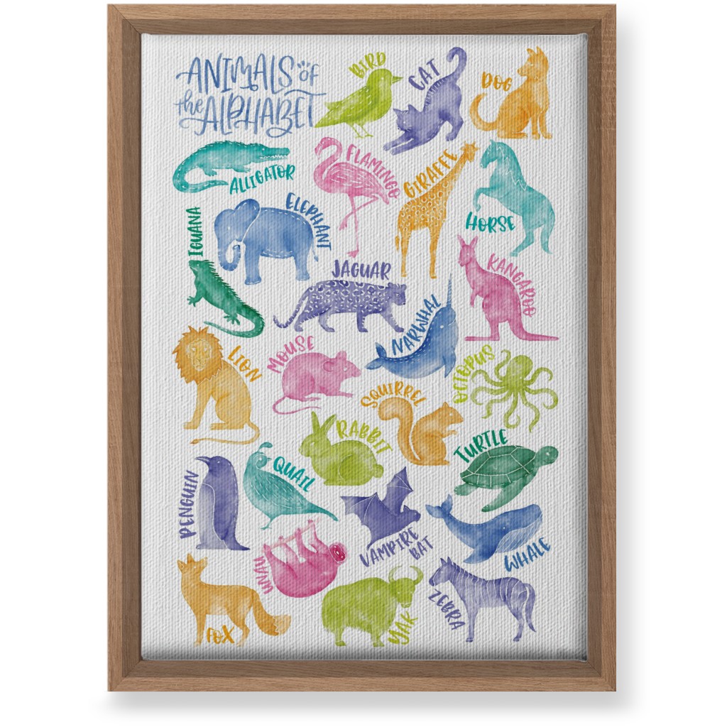 Animal Alphabet Watercolor Zoo Abcs - Multi Wall Art, Natural, Single piece, Canvas, 10x14, Multicolor