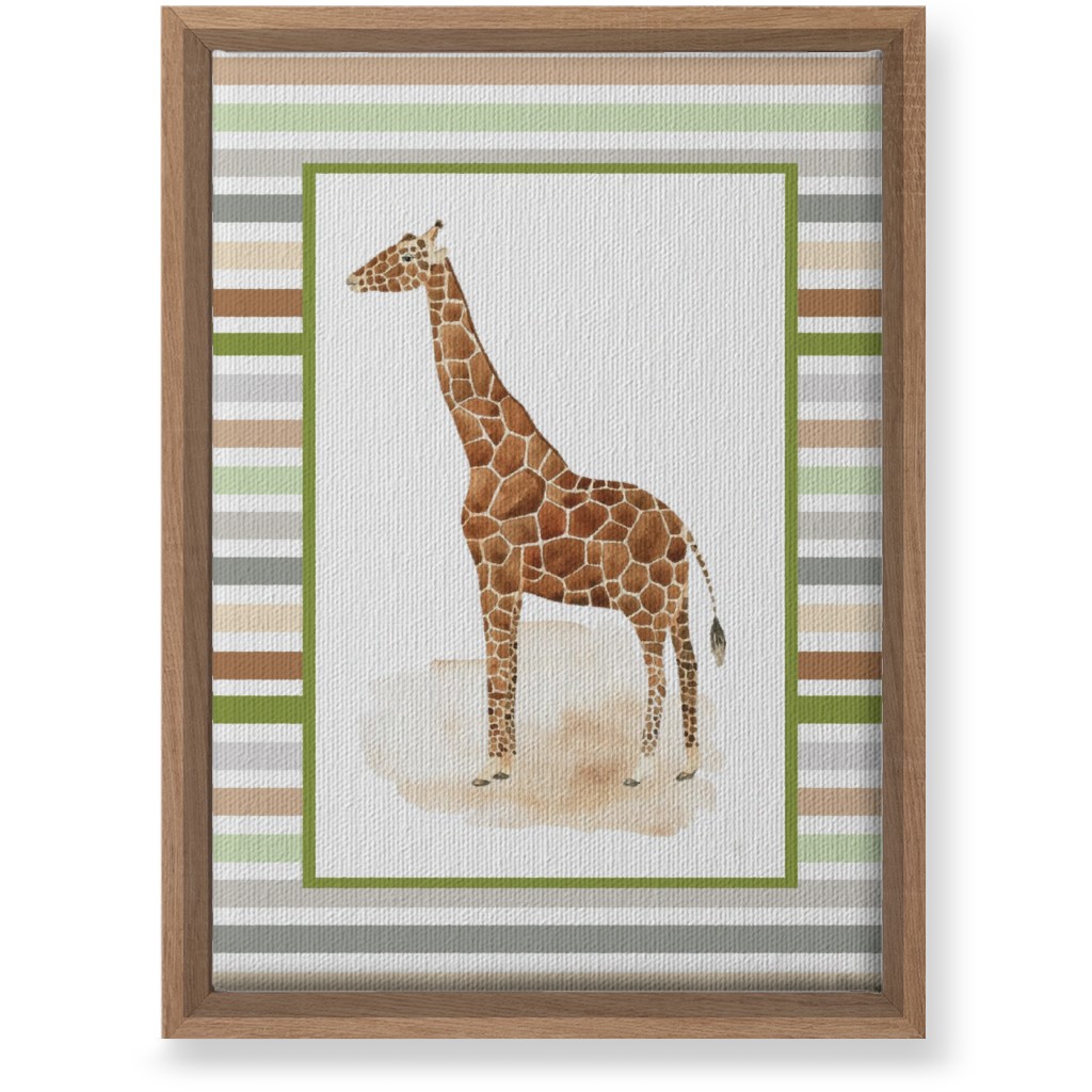 Jungle Safari Animals and Stripes Giraffe Wall Art, Natural, Single piece, Canvas, 10x14, Multicolor