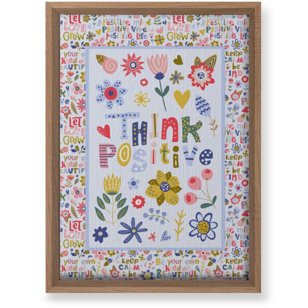 Think Positive Inspirational Floral Wall Art, Natural, Single piece, Canvas, 10x14, Multicolor