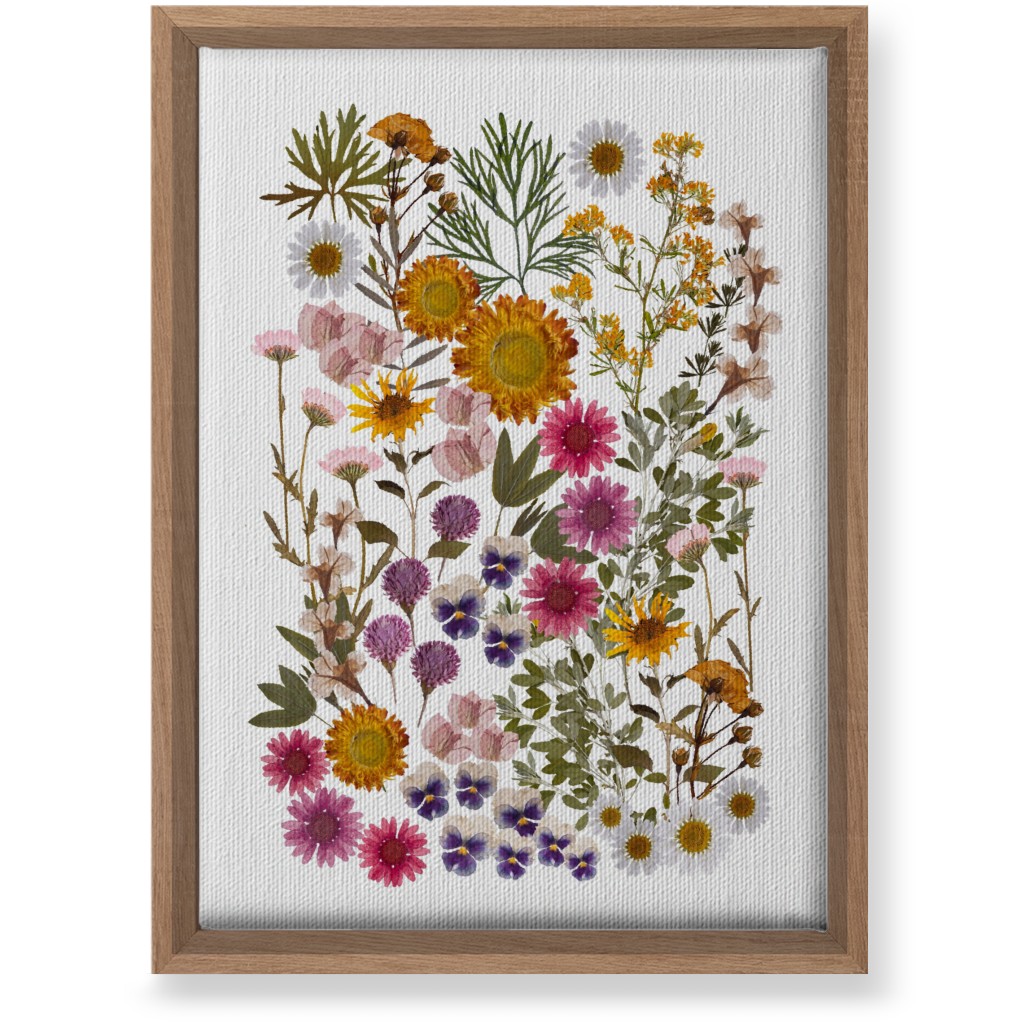 Pressed Flowers on White Wall Art, Natural, Single piece, Canvas, 10x14, Multicolor