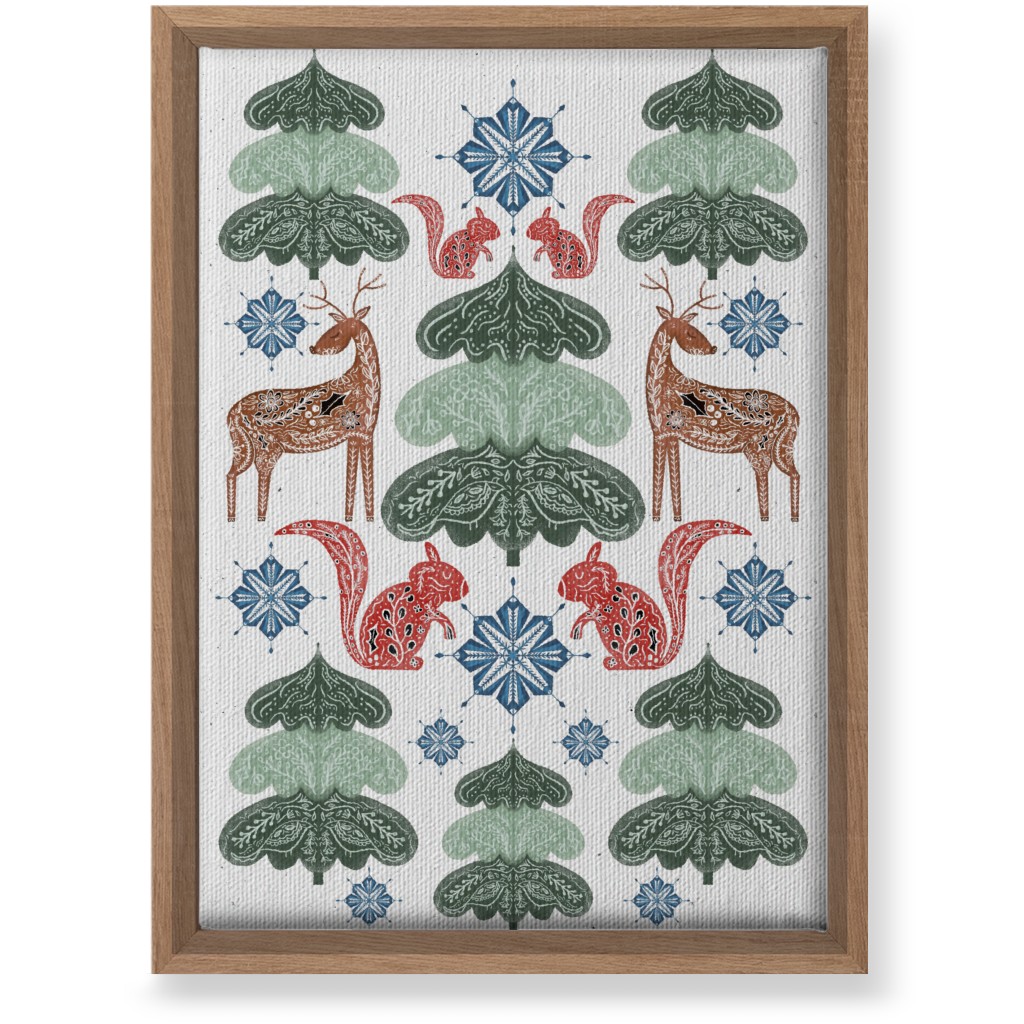 Scandi Woodland Forest & Animals - Green Wall Art, Natural, Single piece, Canvas, 10x14, Green