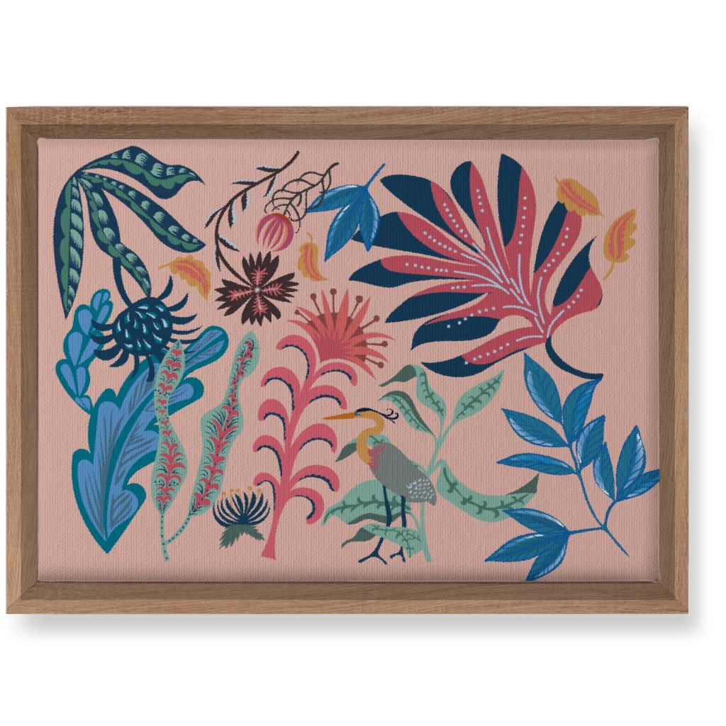 Bold Heron - Multi on Pink Wall Art, Natural, Single piece, Canvas, 10x14, Pink