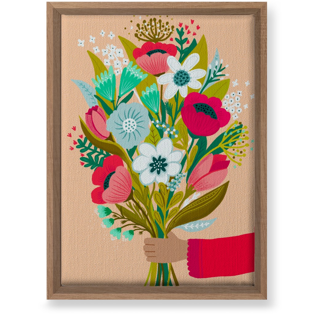 Happy Day Bunch - Multi on Pink Wall Art, Natural, Single piece, Canvas, 10x14, Multicolor
