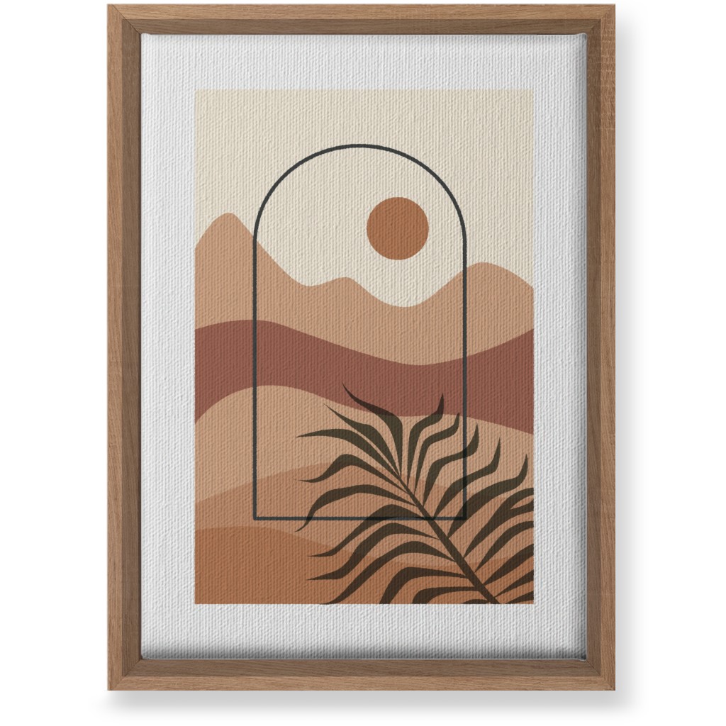 Floating Frame Abstract Mountain Landscape Wall Art, Natural, Single piece, Canvas, 10x14, Multicolor, Desert Rose