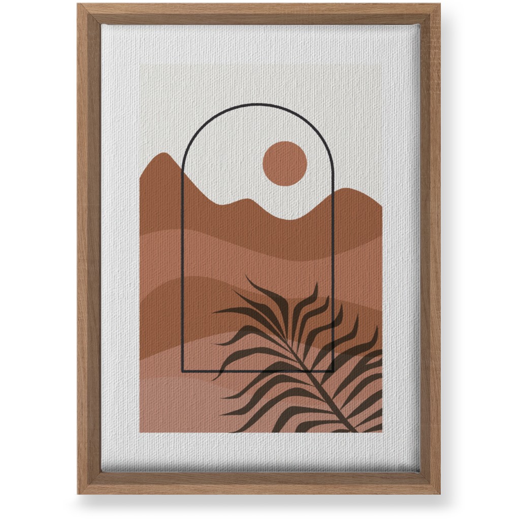 Floating Frame Abstract Mountain Landscape Wall Art, Natural, Single piece, Canvas, 10x14, Red
