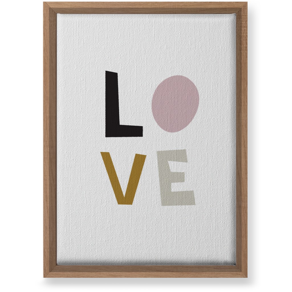 Love Typography - Neutral With Pink Wall Art, Natural, Single piece, Canvas, 10x14, Multicolor