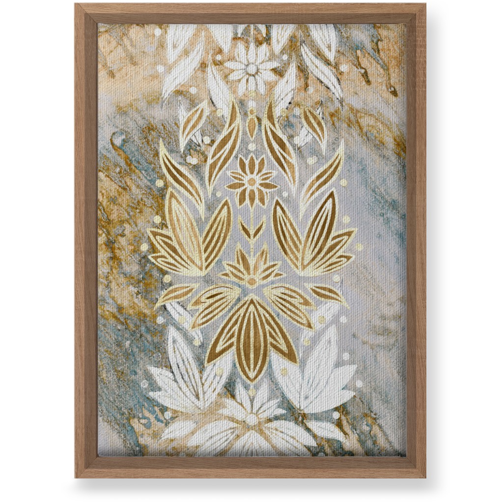 Floral Art Deco Marble Wall Art, Natural, Single piece, Canvas, 10x14, Yellow