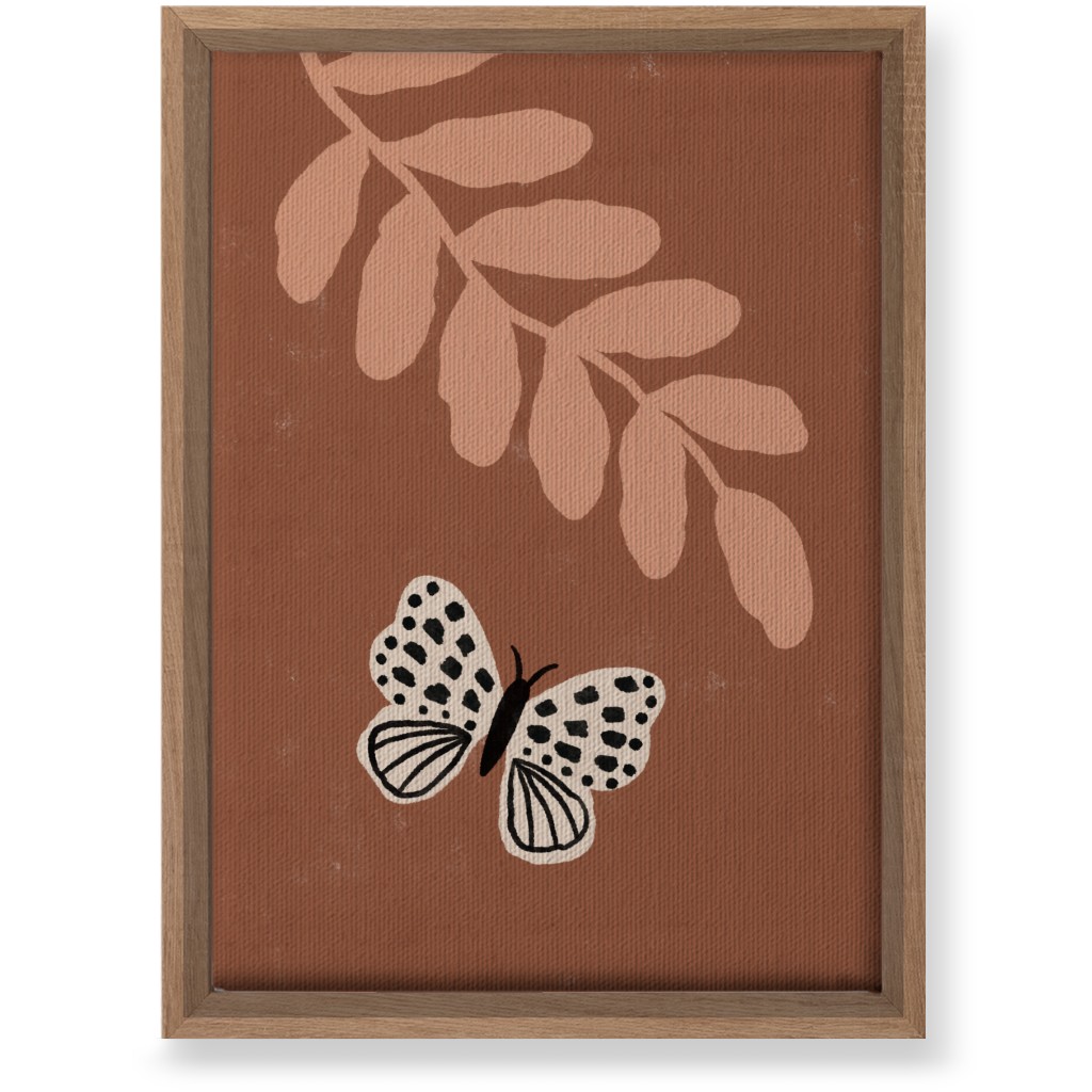 Butterfly and Leaves - Warm Wall Art, Natural, Single piece, Canvas, 10x14, Brown