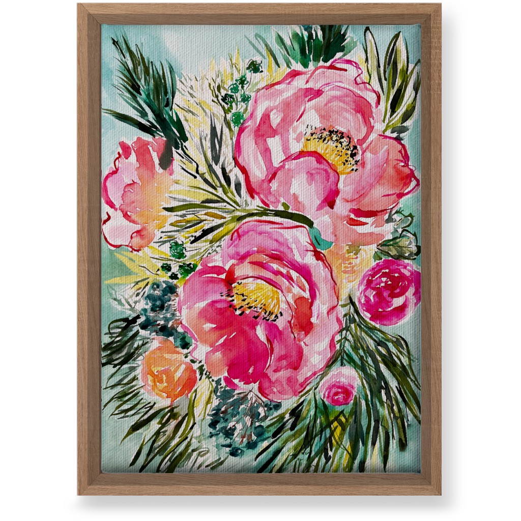 Aria Floral - Pink Wall Art, Natural, Single piece, Canvas, 10x14, Pink, Bright Pink