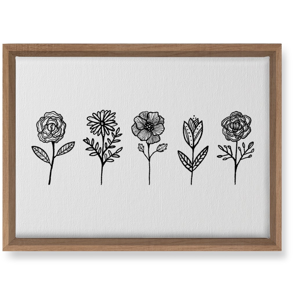 Floral Studies - Black and White Wall Art, Natural, Single piece, Canvas, 10x14, White, White