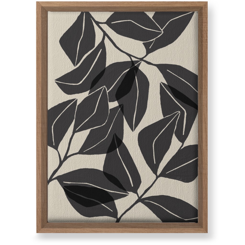 Botanical Ficus Leaves Wall Art, Natural, Single piece, Canvas, 10x14, Gray, Gray