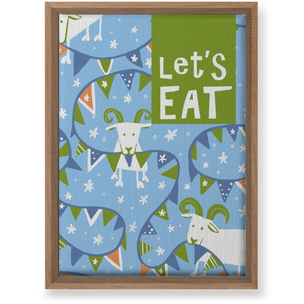Let's Eat Munchy Goats - Blue Wall Art, Natural, Single piece, Canvas, 10x14, Blue, True Blue