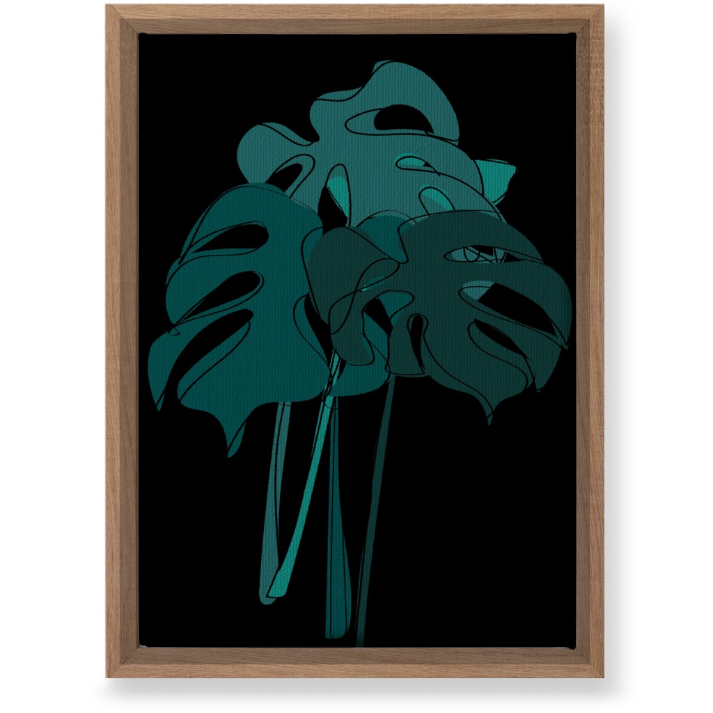 Modern Minimalist Monstera Bouquet - Green and Black Wall Art, Natural, Single piece, Canvas, 10x14, Green, Classic Green