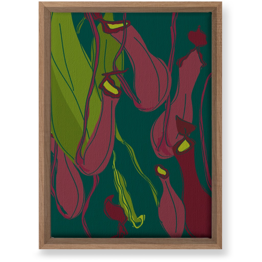 Hanging Nepenthes Carnivorous Pitcher Plants - Multi Wall Art, Natural, Single piece, Canvas, 10x14, Green