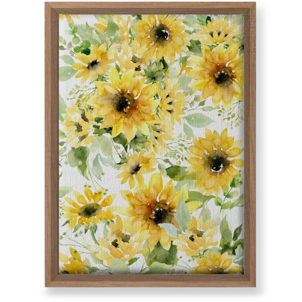 Field of Sunflowers Watercolor - Yellow Wall Art, Natural, Single piece, Canvas, 10x14, Yellow
