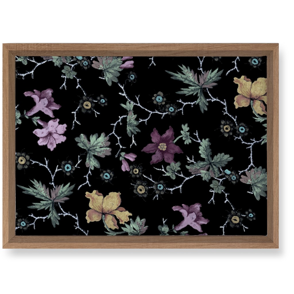 Geneva Floral Watercolor - Multi on Black Wall Art, Natural, Single piece, Canvas, 10x14, Black, Black
