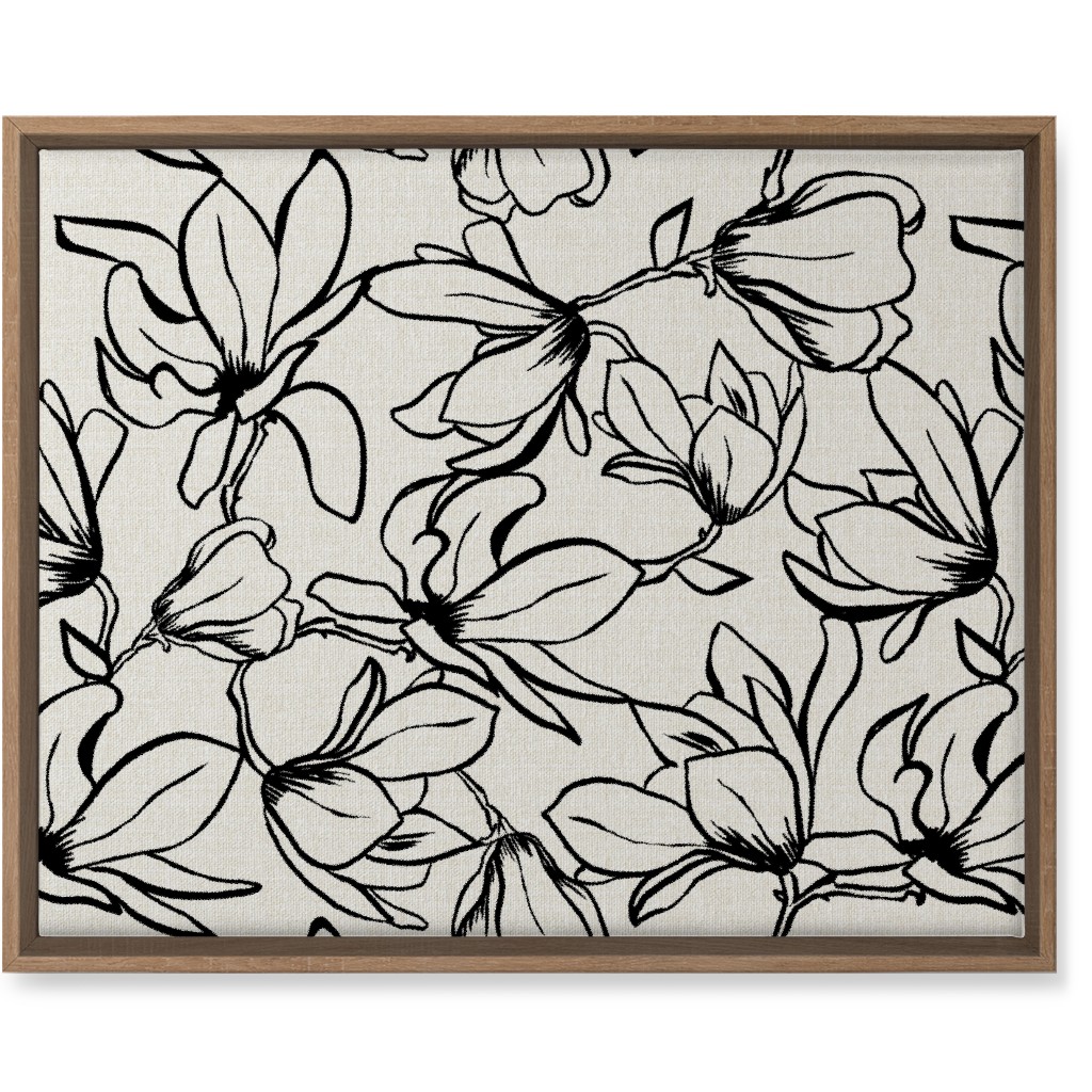 Magnolia Garden - Textured - White & Black Wall Art, Natural, Single piece, Canvas, 16x20, Beige, Pearl