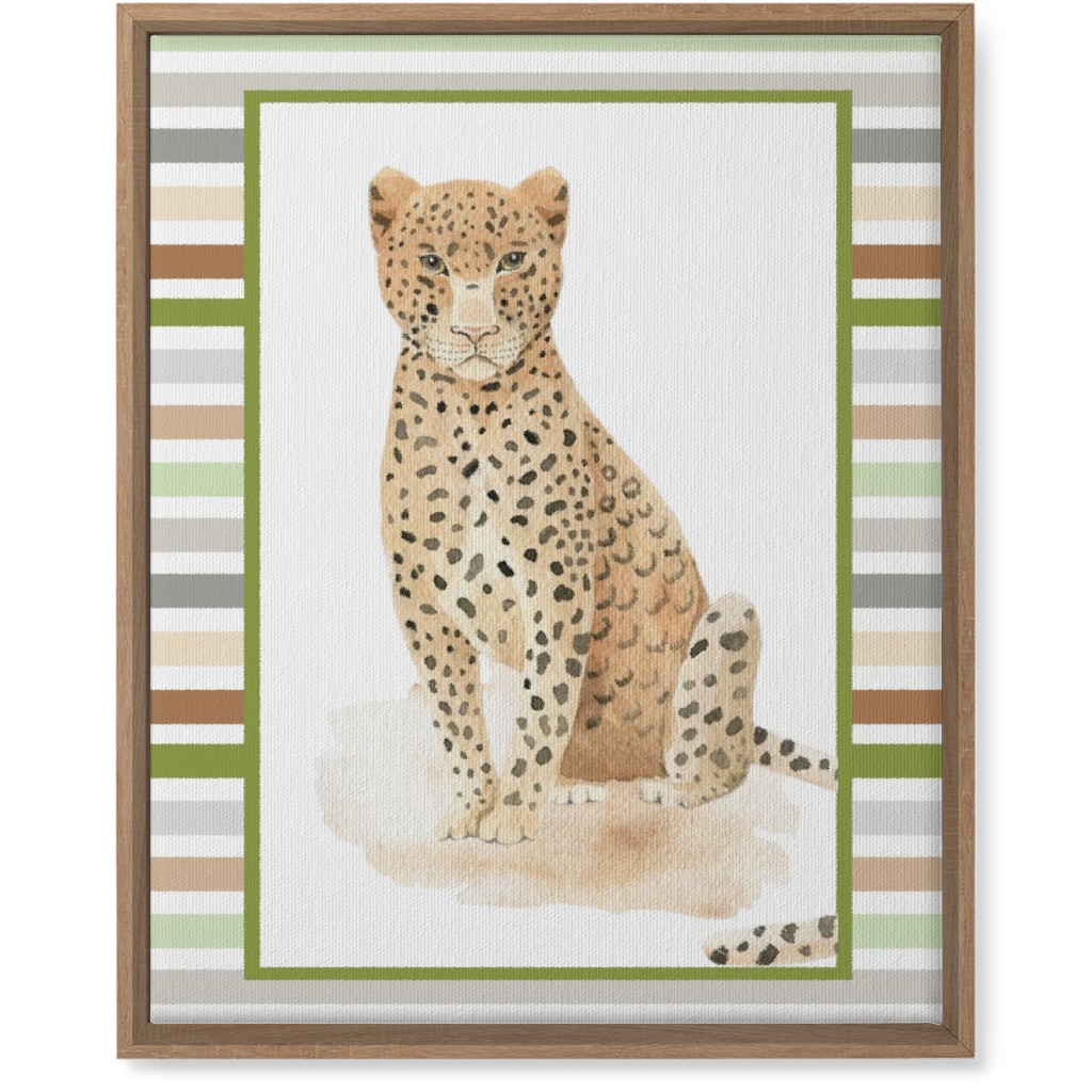 Jungle Safari Animals and Stripes - Leopard Wall Art, Natural, Single piece, Canvas, 16x20, Multicolor