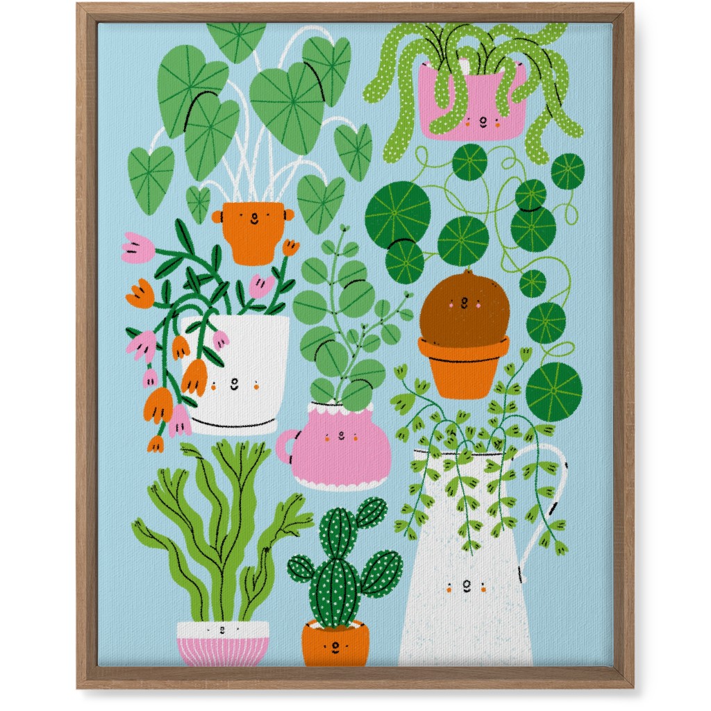 Plants Are Friends - Muti on Blue Wall Art, Natural, Single piece, Canvas, 16x20, Multicolor