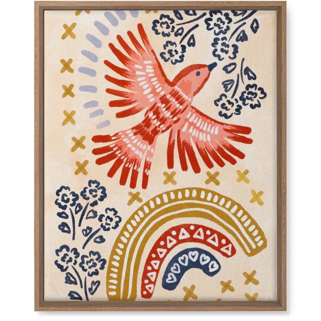 Bird, Rainbow, Flower, Spring Wall Art Wall Art, Natural, Single piece, Canvas, 16x20, Multicolor