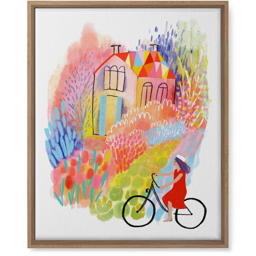 Cycling Through Spring Gardens - Multi Wall Art, Natural, Single piece, Canvas, 16x20, Multicolor