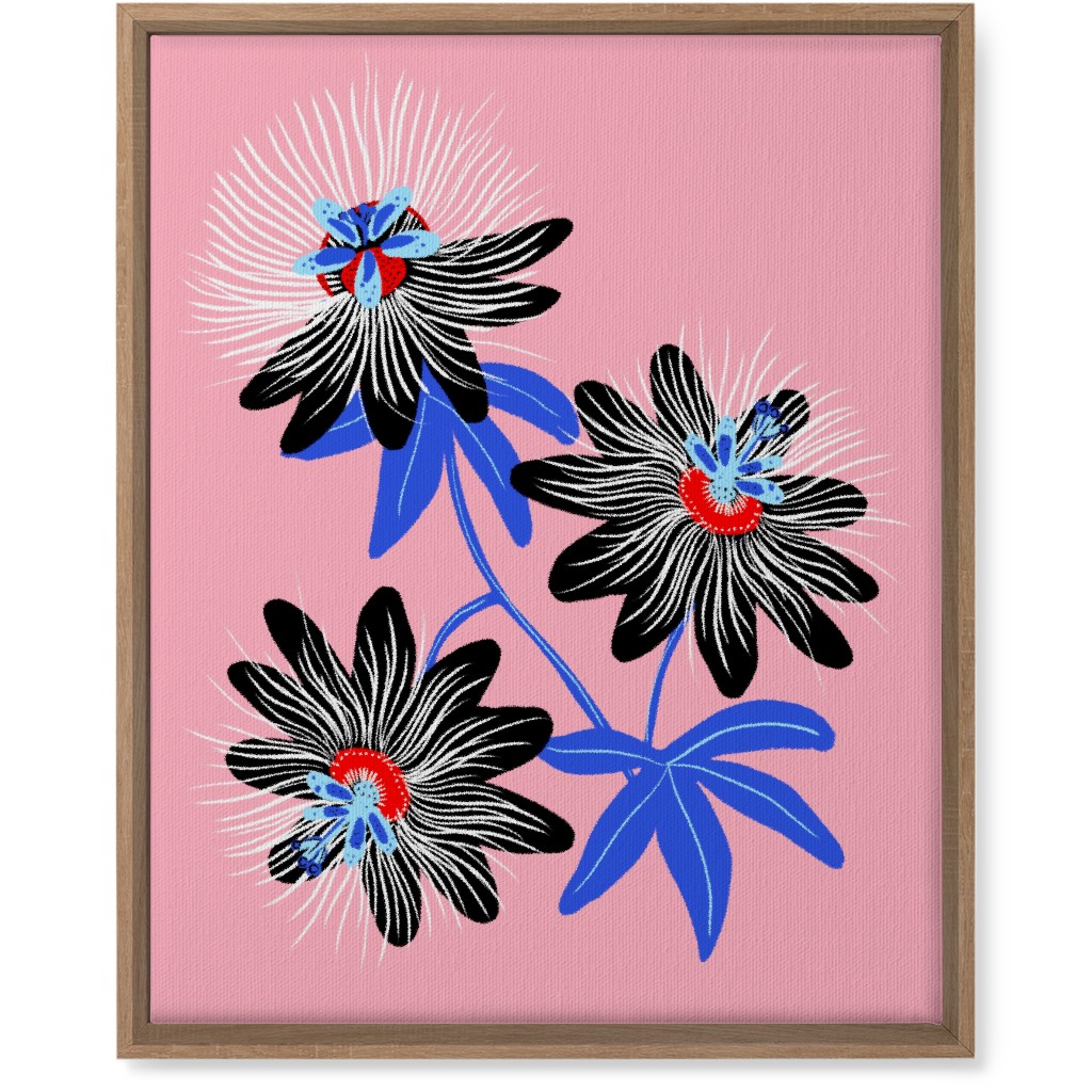 Passion Flower - Multi on Pink Wall Art, Natural, Single piece, Canvas, 16x20, Pink