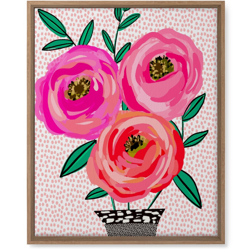 Happy Day Florals - Pink Wall Art, Natural, Single piece, Canvas, 16x20, Pink