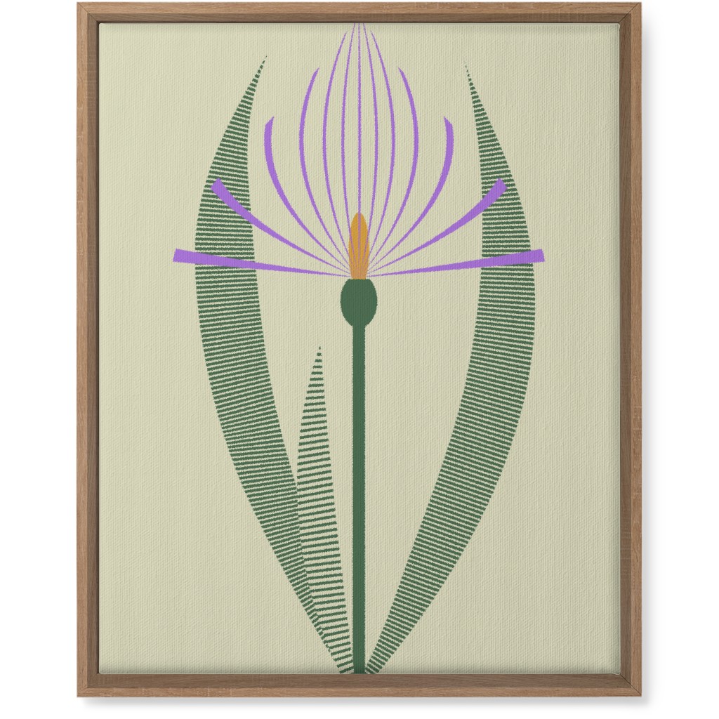 Abstract Lily Flower - Purple on Beige Wall Art, Natural, Single piece, Canvas, 16x20, Purple, Purple