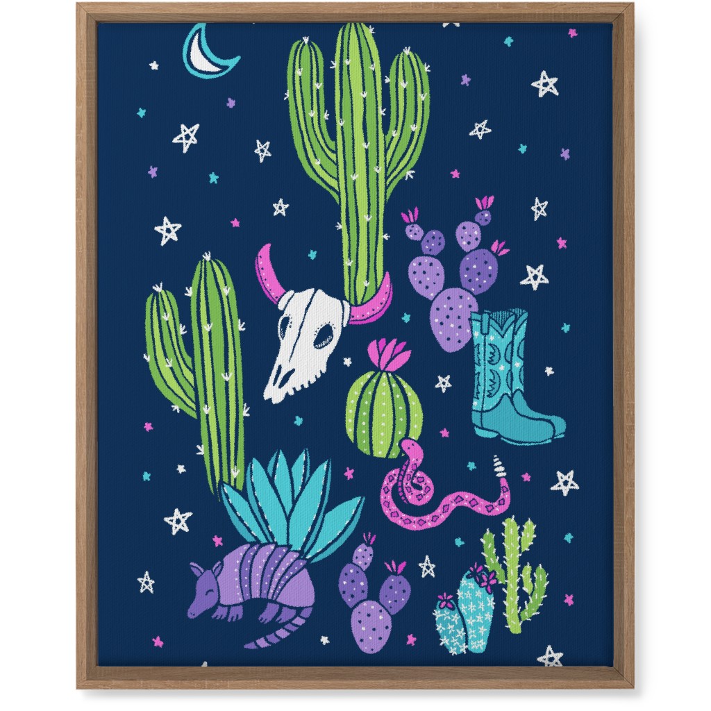 Old Desert Nights - Multi on Navy Wall Art, Natural, Single piece, Canvas, 16x20, Blue