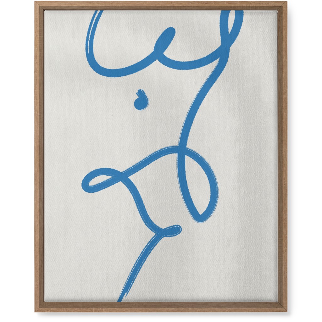 Minimalist Female Torso Line - Blue Wall Art, Natural, Single piece, Canvas, 16x20, Blue, True Blue