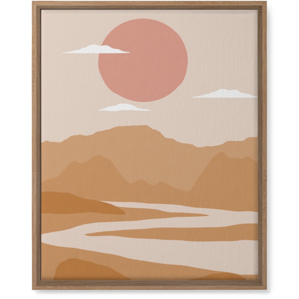 Abstract Landscape With River - Neutral Wall Art, Natural, Single piece, Canvas, 16x20, Orange, Orange