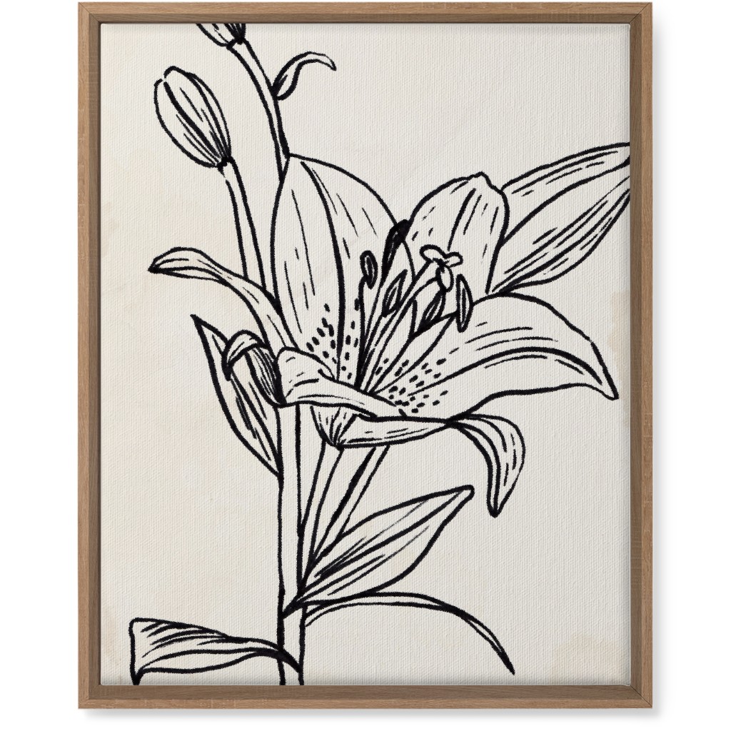 Vintage Lily Sketch - Beige and Black Wall Art, Natural, Single piece, Canvas, 16x20, Beige