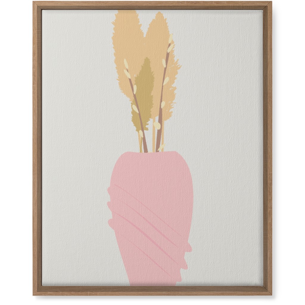 Minamalist Pampas and Willow - Pink and Beige Wall Art, Natural, Single piece, Canvas, 16x20, Pink