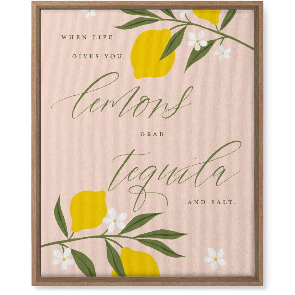 Life Lemons - Pink and Yellow Wall Art, Natural, Single piece, Canvas, 16x20, Pink, Bright Pink