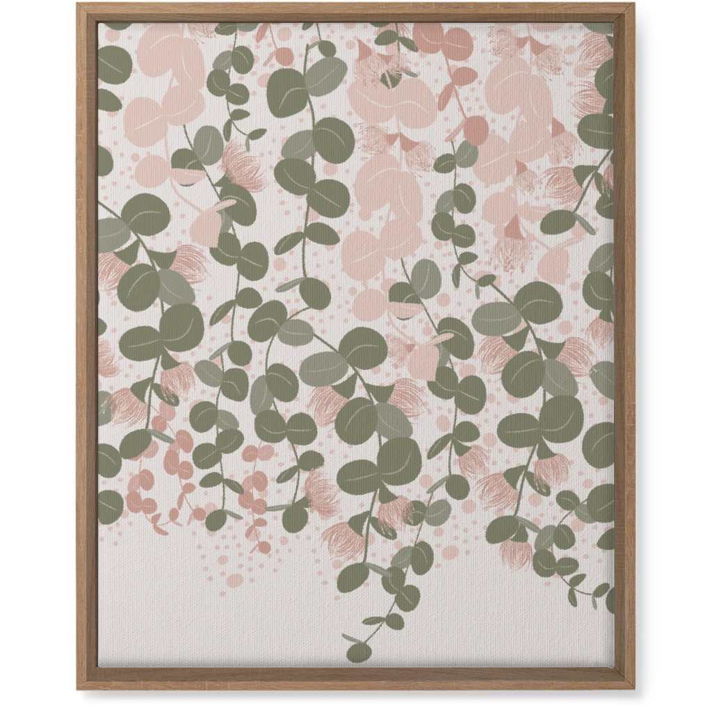 Eucalyptus - Pink & Green on Beige Wall Art, Natural, Single piece, Canvas, 16x20, Green