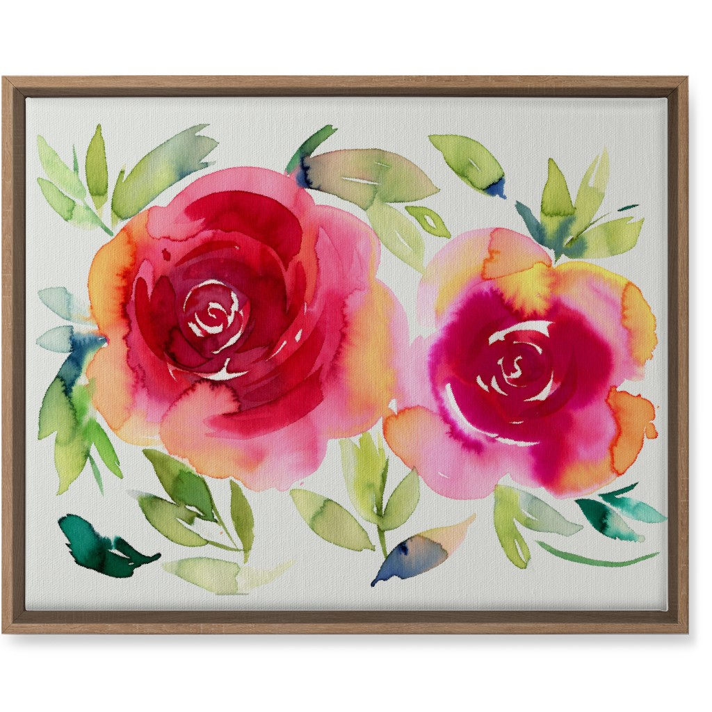 Watercolor Flowers - Pink on White Wall Art, Natural, Single piece, Canvas, 16x20, Pink
