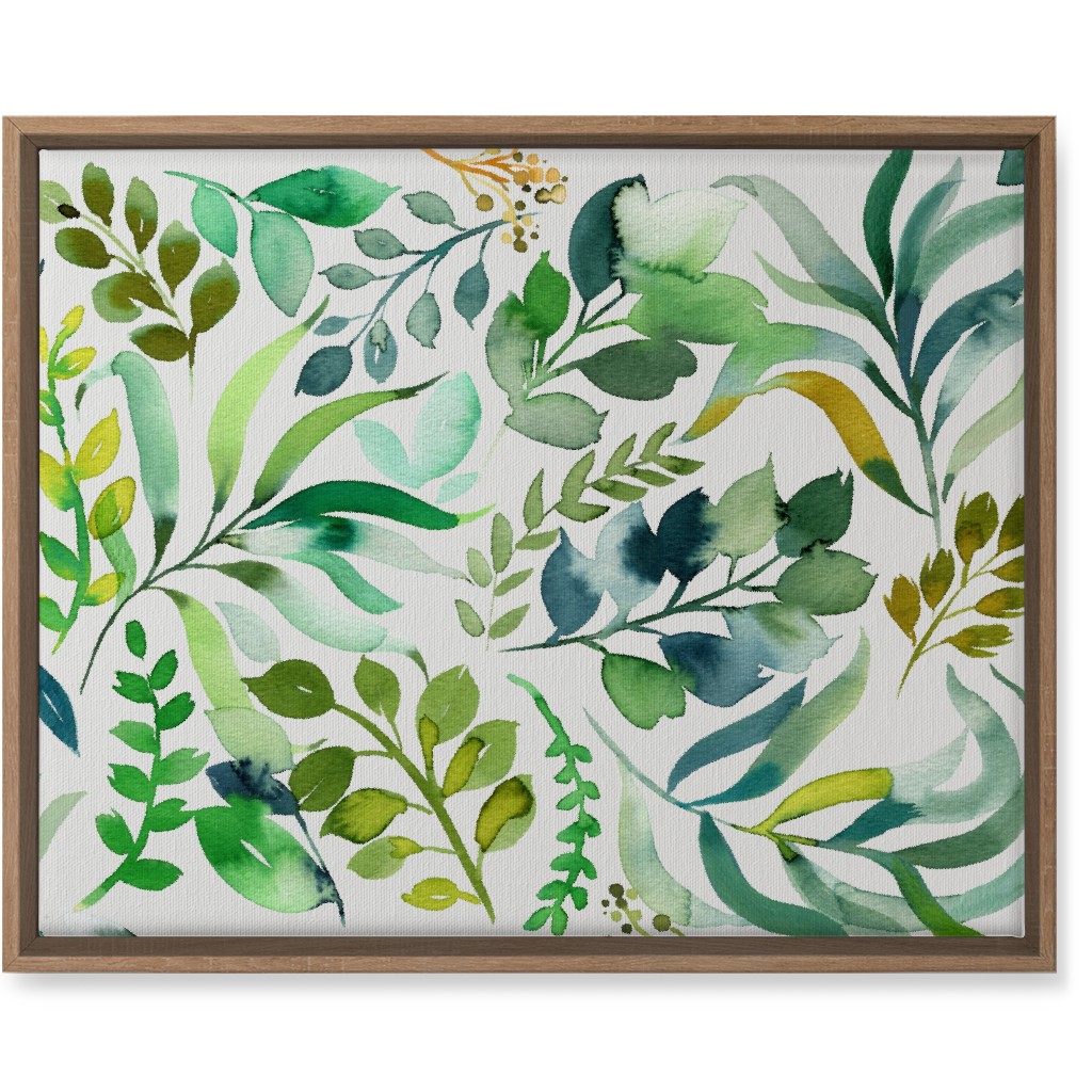 Watercolor Leaves Wall Art, Natural, Single piece, Canvas, 16x20, Green, Verdant
