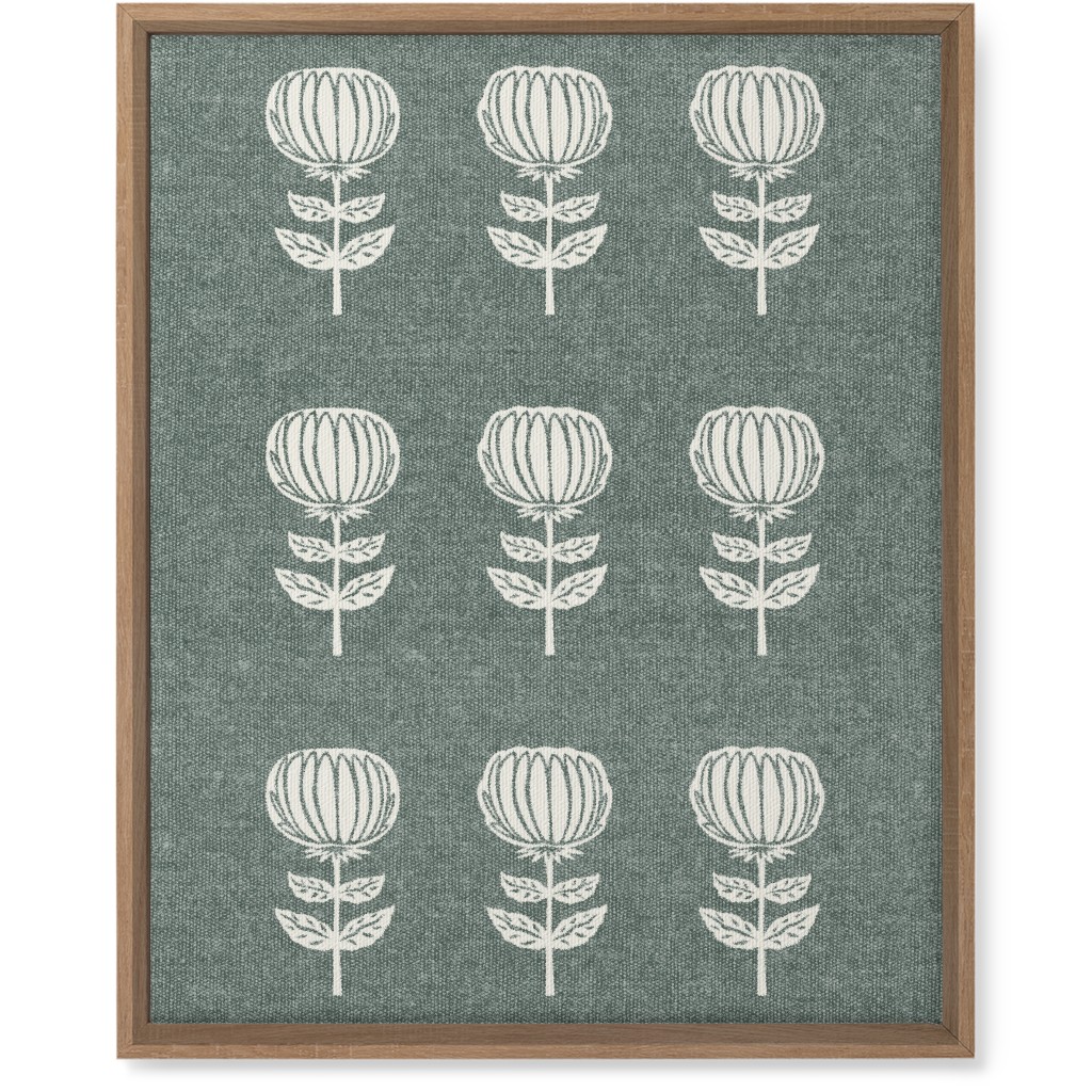 Block Print Floral Wall Art, Natural, Single piece, Canvas, 16x20, Green, Catalina